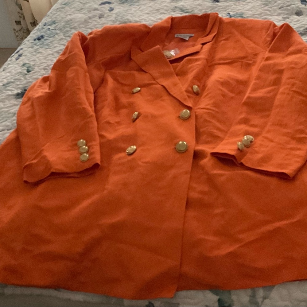Jessica London Orange Blazer with Gold Accents